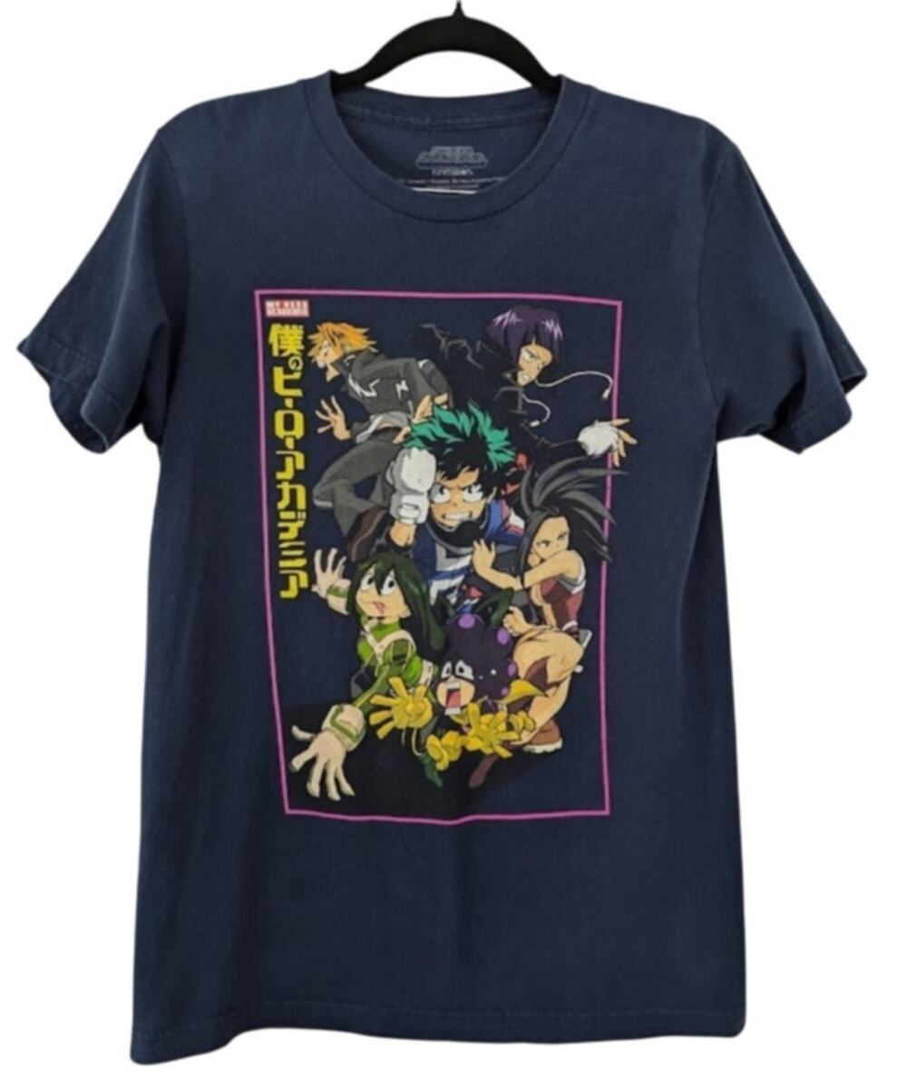 Funimation My Hero Academia Anime Characters Small Short Sleeve Blue Graphic Tee